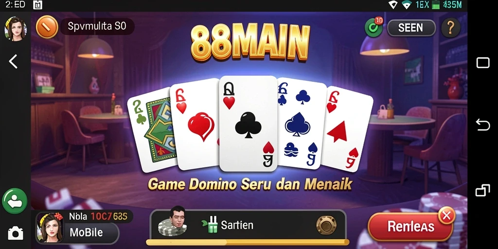 Tangkapan layar menunjukkan aksi seru permainan Domino di 88MAIN.