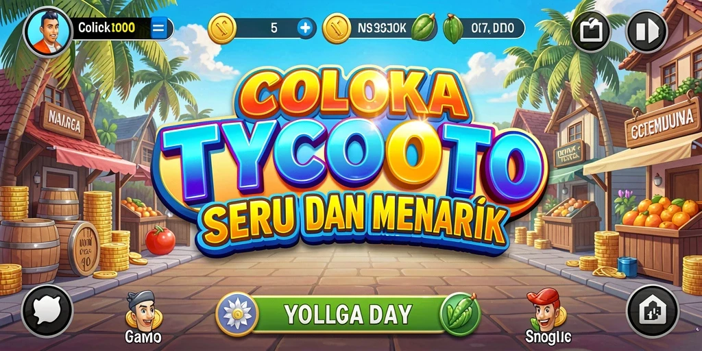 Tampilan gameplay COLOKTOTO dengan elemen pengelolaan bisnis.