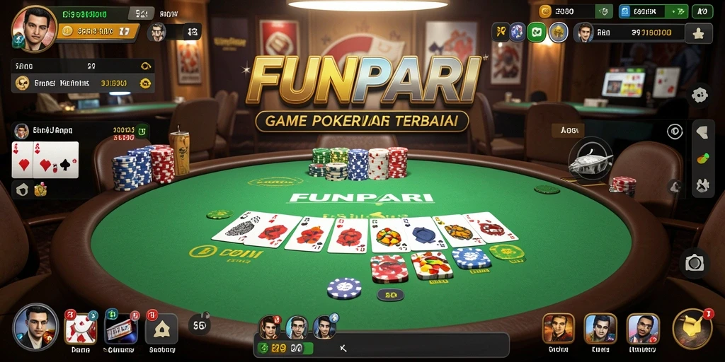 Tampilan gameplay Poker yang seru dan mendebarkan di FUNPARI.