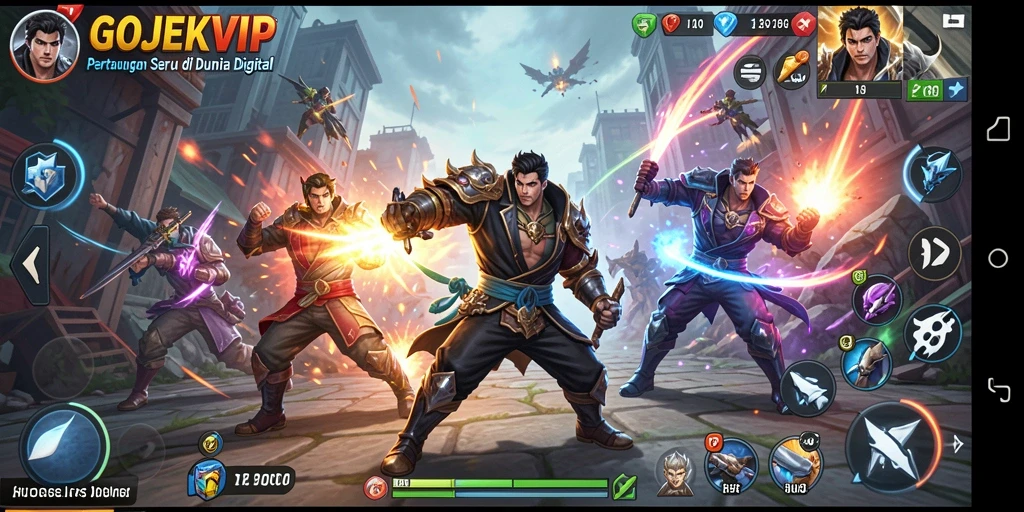 Screenshot gameplay GOJEKVIP menampilkan aksi pertarungan yang seru dan dinamis.