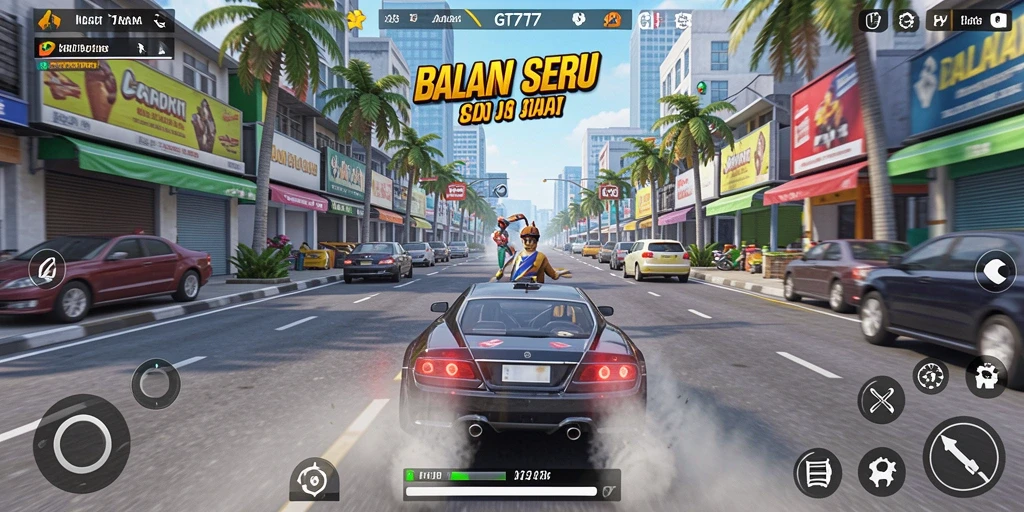 Tampilan menegangkan saat balapan di GT777 dengan grafis memukau.