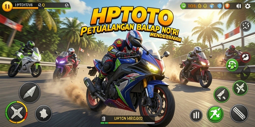 Screenshot gameplay HPTOTO dengan balapan motor yang seru.