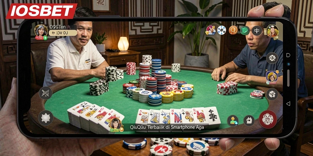 Tangkapan layar utama IOSBET menampilkan gameplay QiuQiu yang seru.