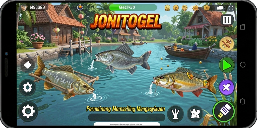 Tampilan gameplay <strong>JONITOGEL</strong> yang memukau saat memancing ikan.