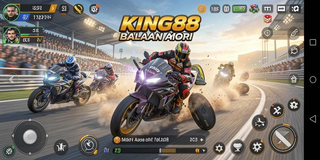 Screenshot KING88 menampilkan balapan motor yang seru dan menegangkan.