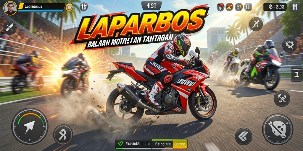 Gameplay seru LAPARBOS dengan balapan motor menegangkan.