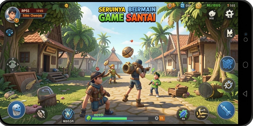 Tangkapan layar utama RP55 menampilkan gameplay yang seru dan interaktif.