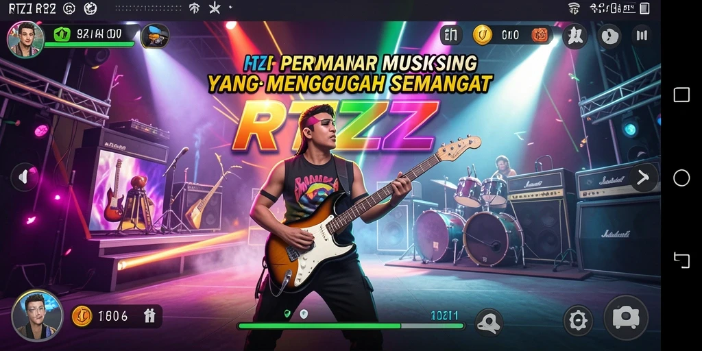 Tampilan gameplay RTZZ yang penuh warna dan dinamis.