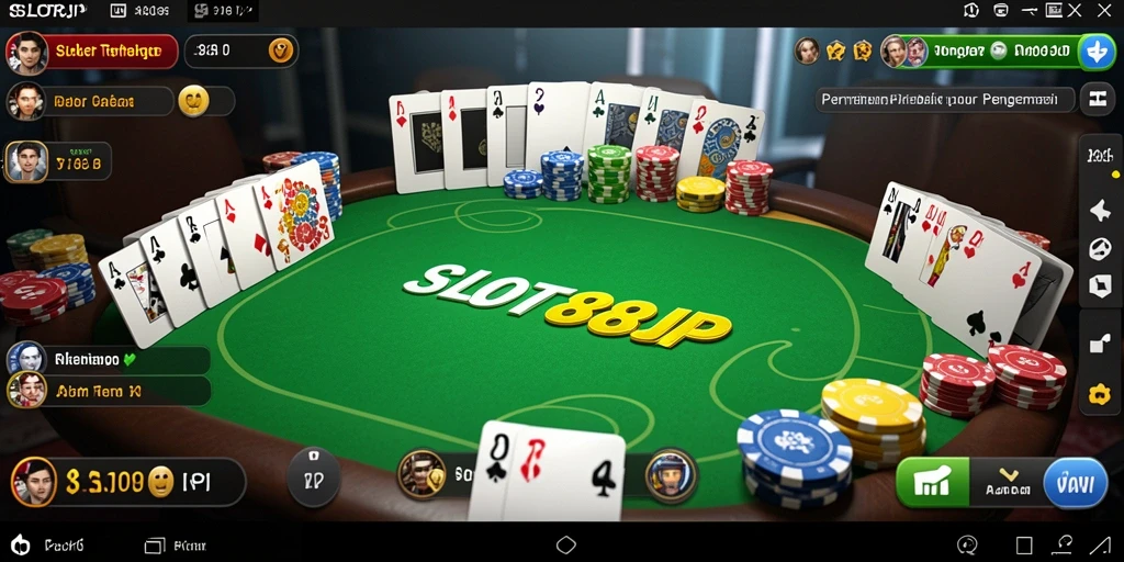 Tampilan gameplay Poker yang seru dan mendebarkan.