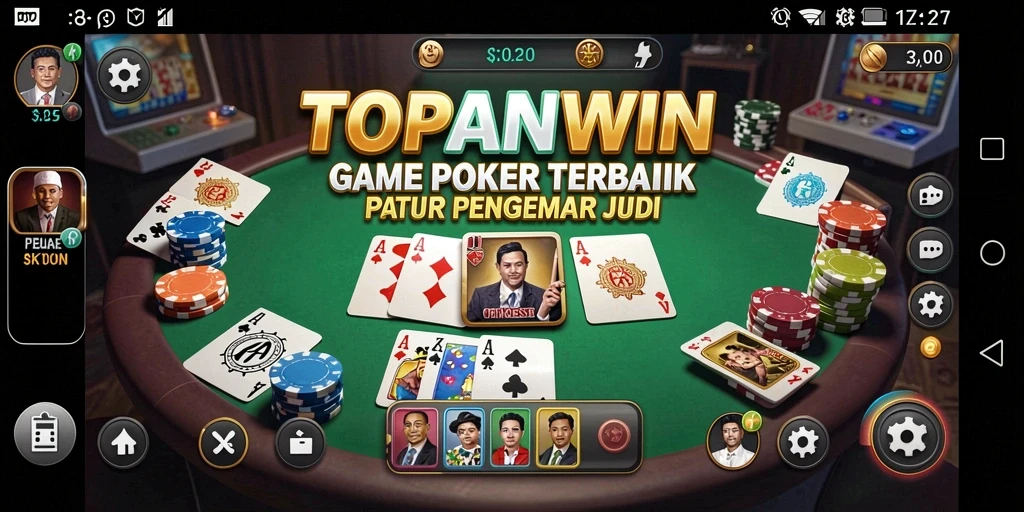 Tampilan permainan poker yang mendebarkan di TOPANWIN.