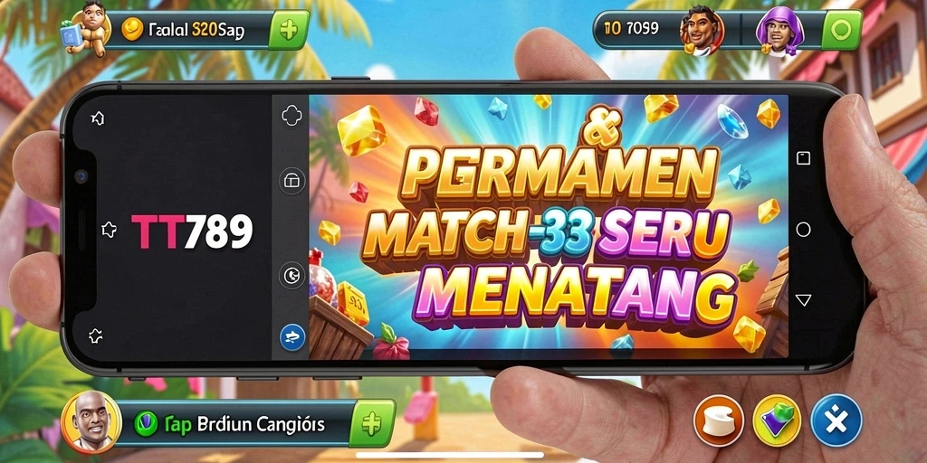 Tampilan gameplay Match-3 yang penuh warna dan menarik.