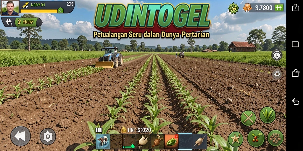 Screenshot gameplay <strong>UDINTOGEL</strong> menampilkan aktivitas bertani yang menyenangkan.